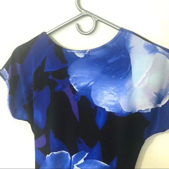 Blue Floral Wrap Dress - Picture 4 of 7